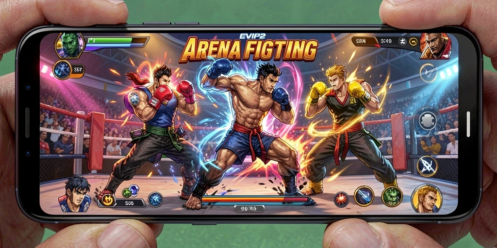 Tampilan gameplay EVIP2 yang penuh aksi dan strategi pertarungan.