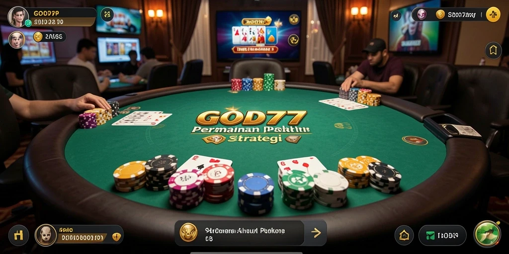 Tampilan gameplay GOD77 yang menarik dengan aksi poker yang mendebarkan.