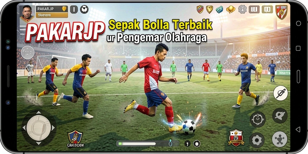 Tampilan gameplay yang menampilkan laga sepak bola yang seru dan mendebarkan.