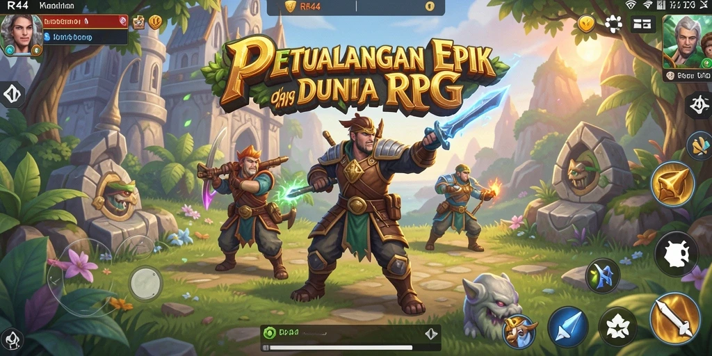 Screenshot gameplay RR44 menampilkan aksi seru dan karakter unik dalam dunia RPG.