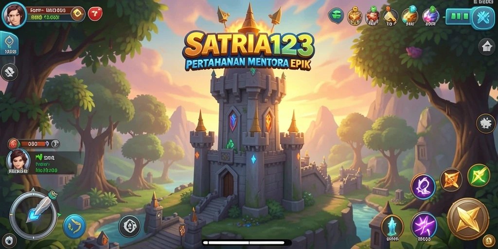 Tangkapan layar SATRIA123 menunjukkan aksi menara yang mendebarkan dalam game Tower Defense.